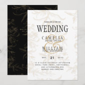 Black Stropdas Wedding Theme  Gold Damask Kaart (Voorkant / Achterkant)