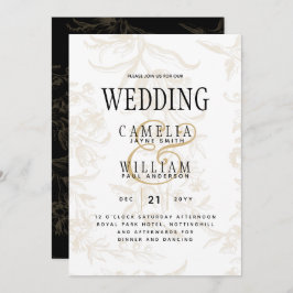 Black Stropdas Wedding Theme  Gold Damask Kaart