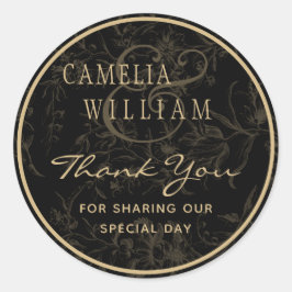 Black Stropdas Wedding Theme  Gold Damask Ronde Sticker