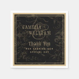 Black Stropdas Wedding Theme  Gold Damask Servet