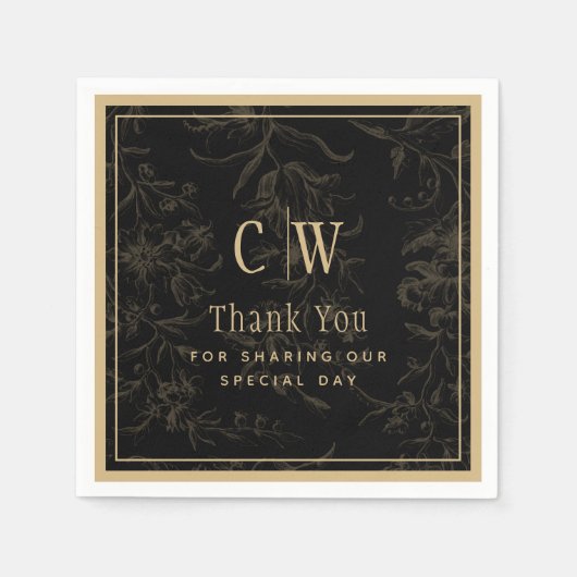 Black Stropdas Wedding Theme  Gold Damask Servet (Voorkant)