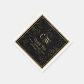 Black Stropdas Wedding Theme  Gold Damask Servet (Hoek)