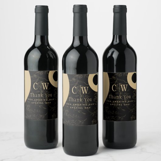Black Stropdas Wedding Theme  Gold Damask Wijn Etiket (Flessen)