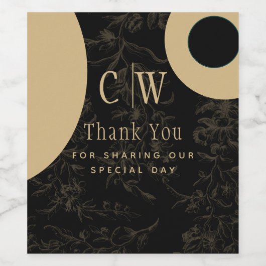 Black Stropdas Wedding Theme  Gold Damask Wijn Etiket (Enkel label)