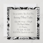 Black Stropdas White Black Damask Party Invitation Kaart (Achterkant)