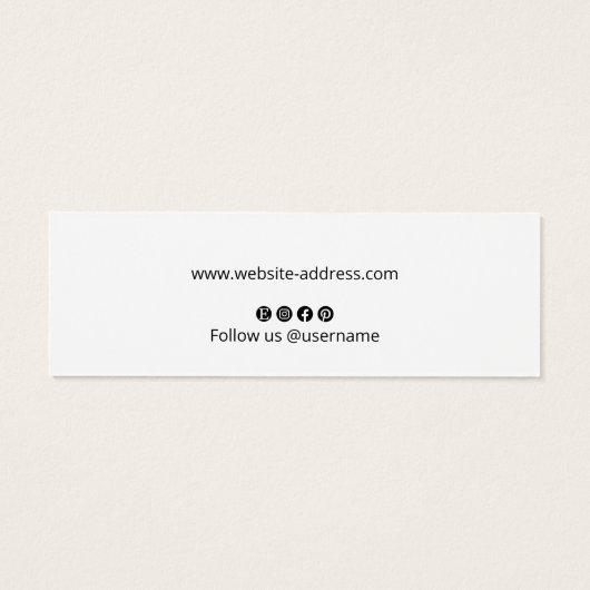 Black Stud Script oorbel houder Mini Visitekaartjes (Achterkant)