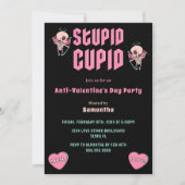 Black Stupid Cupid Anti-Valentijnsdag Party Kaart (Voorkant)