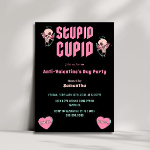 Black Stupid Cupid Anti-Valentijnsdag Party Kaart