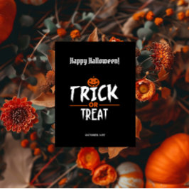 Black Stylish Happy Halloween Briefkaart