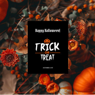 Black Stylish Happy Halloween Briefkaart