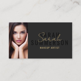 Black Stylish Makeup Artist Beauty Salon Photo Visitekaartje