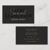 Black Stylish Makeup Artist Beauty Salon Visitekaartje (Voorkant / Achterkant)