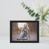 Black Stylish Photo Afstudeerder Announcement Brie Aankondigingskaart (Staand voorkant)