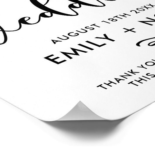 Black Stylish Script Welcome Wedding Sign Poster (Hoek)