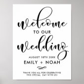 Black Stylish Script Welcome Wedding Sign Poster (Voorkant)