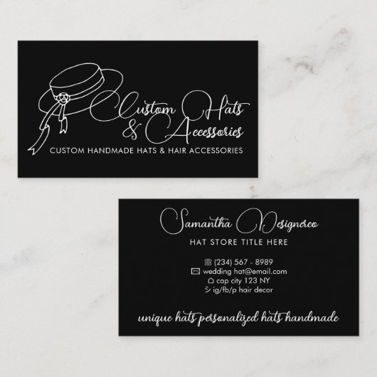 Black Stylist Hair Accessoires Wedding Pet Visitekaartje (Voorkant / Achterkant)