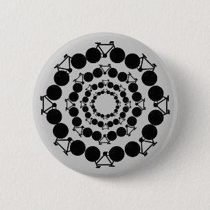 black stylized bikes in circles ronde button 5,7 cm