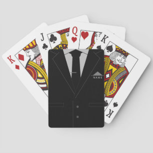 Black Suit & Black Necktie - Lucky - Jouw naam toe Pokerkaarten