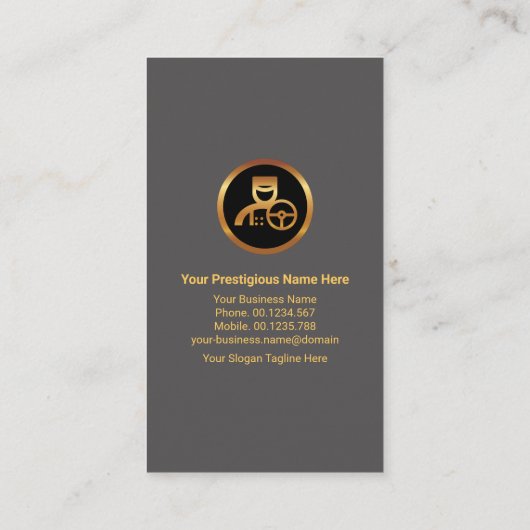 Black Suit Elegance Chauffeur-driver Lapel Pin Visitekaartje (Achterkant)