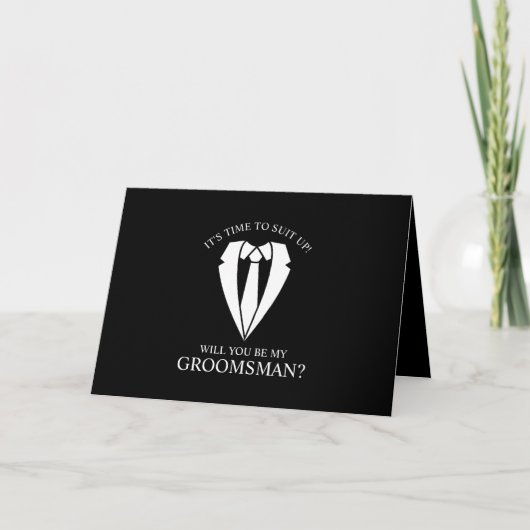 Black Suit Gepersonaliseerde Groomsman Voorstel (Voorkant)