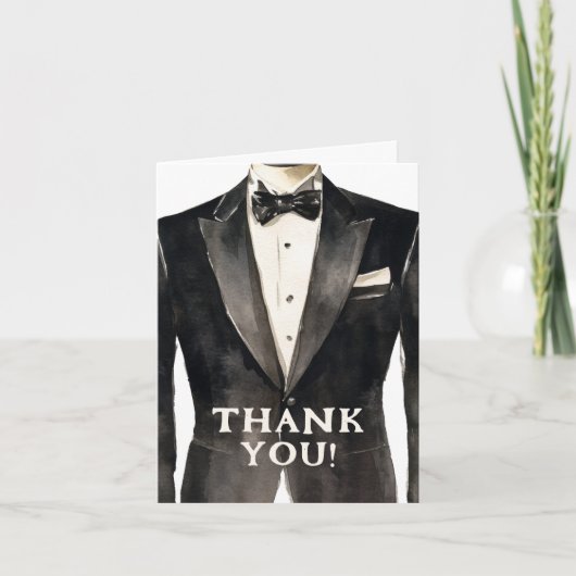Black Suit Groomsman Bedankt Kaarten (Voorkant)