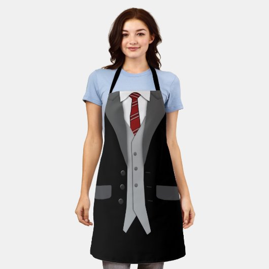 Black Suit Red Stropdas en Vest Schort (Gedragen)