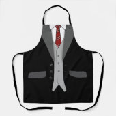 Black Suit Red Stropdas en Vest Schort (Voorkant)