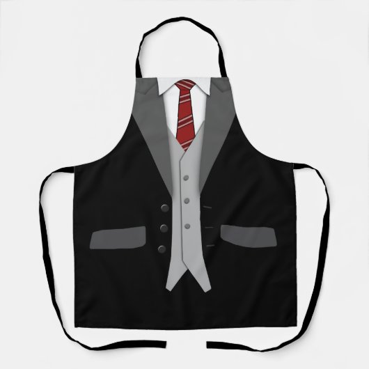 Black Suit Red Stropdas en Vest Schort (Voorkant)