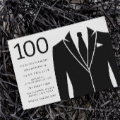 Black Suit & Stropdas 100th Birthday Party Invitat Kaart