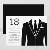 Black Suit & Stropdas 18th Birthday Party Invitati Kaart (Voorkant / Achterkant)