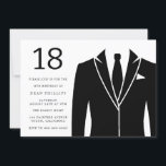 Black Suit & Stropdas 18th Birthday Party Invitati Kaart<br><div class="desc">Black Suit & Stropdas 18th Birthday Party Invitation Bekijk collectie in Niche en nestwinkel Veel bedankt</div>