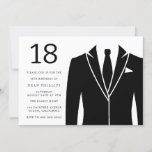 Black Suit & Stropdas 18th Birthday Party Invitati Kaart<br><div class="desc">Black Suit & Stropdas 18th Birthday Party Invitation Bekijk collectie in Niche en nestwinkel Veel bedankt</div>