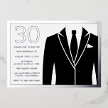 Black Suit & Stropdas 30th Birthday Party Silver Folie Uitnodiging<br><div class="desc">Black Suit & Stropdas 30th Birthday Party Silver Foil Invitation Dusty Roos Bekijk andere uitnodigingen in onze niche en nestwinkel</div>