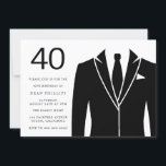 Black Suit & Stropdas 40th Birthday Party Invitati Kaart<br><div class="desc">Black Suit & Stropdas 40th Birthday Party Uitnodiging Zie passend collectie in Niche en nestwinkel Veel bedankt</div>