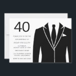 Black Suit & Stropdas 40th Birthday Party Invitati Kaart<br><div class="desc">Black Suit & Stropdas 40th Birthday Party Uitnodiging Zie passend collectie in Niche en nestwinkel Veel bedankt</div>