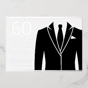 Black Suit & Stropdas 60th Birthday Party Real Sil Folie Uitnodiging