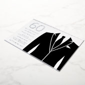 Black Suit & Stropdas 60th Birthday Party Real Sil Folie Uitnodiging (Gedraaid)