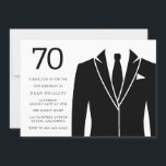 Black Suit & Stropdas 70th Birthday Party Invitati Kaart<br><div class="desc">Black Suit & Stropdas 70th Birthday Party Invitation Bekijk het overeenkomende collectie in Niche en nestwinkel Veel bedankt</div>