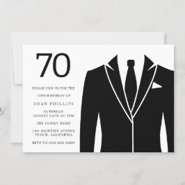 Black Suit & Stropdas 70th Birthday Party Invitati Kaart