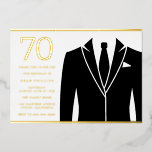 Black Suit & Stropdas 70th Birthday Party Real Gol Folie Uitnodiging<br><div class="desc">Black Suit & Stropdas 70th Birthday Party Real Gold Foil Uitnodiging Bekijk andere uitnodigingen in onze niche en nestwinkel</div>