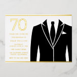 Black Suit & Stropdas 70th Birthday Party Real Gol Folie Uitnodiging<br><div class="desc">Black Suit & Stropdas 70th Birthday Party Real Gold Foil Uitnodiging Bekijk andere uitnodigingen in onze niche en nestwinkel</div>