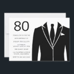 Black Suit & Stropdas 80th Birthday Party Invitati Kaart<br><div class="desc">Black Suit & Stropdas 80th Birthday Party Invitation Bekijk het overeenkomende collectie in Niche en nestwinkel Veel bedankt</div>
