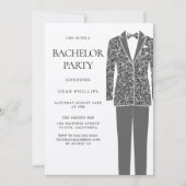 Black Suit & Stropdas Bachelor Party Invitation Kaart (Voorkant)