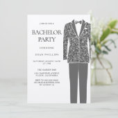Black Suit & Stropdas Bachelor Party Invitation Kaart (Staand voorkant)