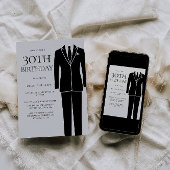 Black Suit & Stropdas Mannen 30th Birthday Party Kaart