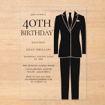 Black Suit & Stropdas Mannen 40th Birthday Party Acryl Uitnodigingen<br><div class="desc">Black Suit & Stropdas Mannen 40e Verjaardag Party Acryl Uitnodigingen Zie bijpassende collectie in Niche en Nest Store Veel bedankt</div>