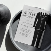 Black Suit & Stropdas Mannen 40th Birthday Party Kaart