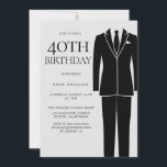 Black Suit & Stropdas Mannen 40th Birthday Party Kaart<br><div class="desc">Black Suit & Stropdas Mannen 40th Birthday Party Uitnodiging Zie passend collectie in Niche en nestwinkel Veel bedankt</div>