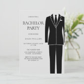 Black Suit & Stropdas Mannen Bachelor Party Kaart (Staand voorkant)