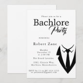 Black Suit & Tie Men's Bachelor Party Invitation Kaart (Voorkant / Achterkant)